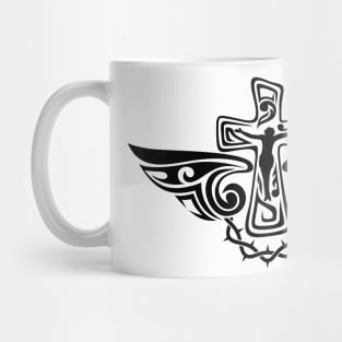 Jesus Christ on the cross. Tattoo style. Mug